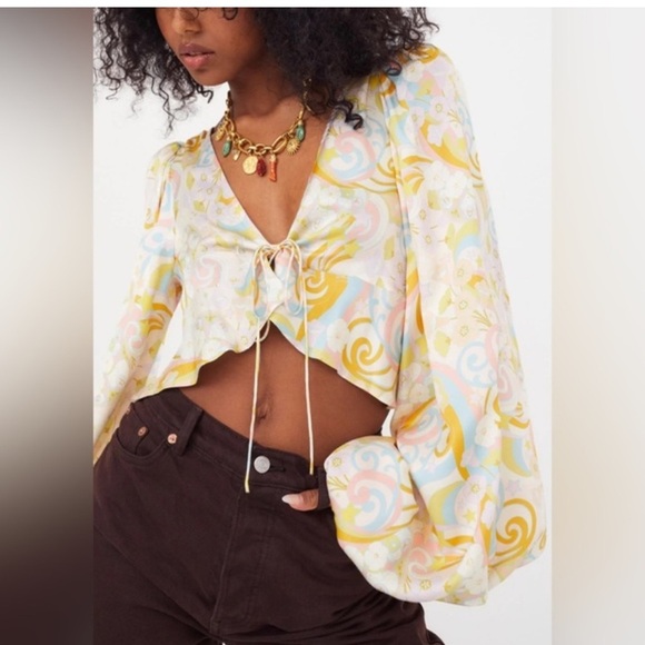 For Love And Lemons x revolve flowy sleeve Top new with tags - Picture 1 of 13